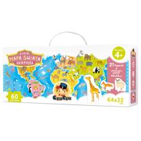 Okładka książki Puzzle Mapa świata Zwierzęta figurki