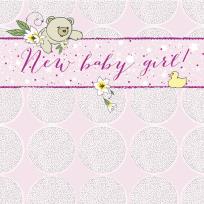 Opakowanie Karnet Swarovski kwadrat Narodziny miś dziewczynka