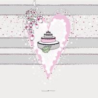 Opakowanie Karnet Swarovski kwadrat Ślub tort w sercu