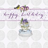 Opakowanie Karnet Swarovski kwadrat Urodziny filiżanki