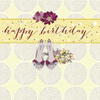 Opakowanie Karnet Swarovski kwadrat Urodziny Szpilki i kwiaty