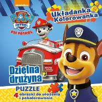 Okładka książki Psi Patrol.Dzielna drużyna.Układanka-kolorowanka PUZZLE