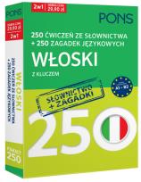 Okładka książki 250 ćwiczeń ze słownictwa Włoski + 250 zagadek