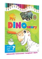 Okładka książki Dinozaury-ciekawostki, kolorowanki, łamigłówki...