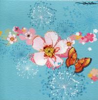 Opakowanie Karnet Swarovski kwadrat CL2908_BL Kwiaty błękitny