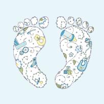 Opakowanie Karnet Swarovski kwadrat Narodziny chłopiec stópki