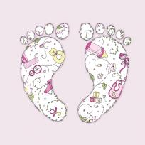 Opakowanie Karnet Swarovski kwadrat Narodziny dziewczynka stópki