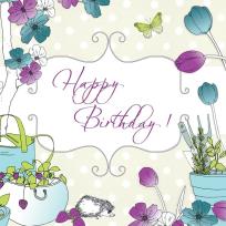 Opakowanie Karnet Swarovski kwadrat Urodziny doniczki