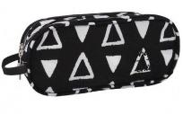 Opakowanie Piórnik saszetka dwukomorowy czarny trójkąty