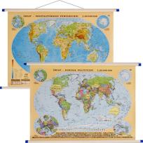 Okładka książki Świat mapa ścienna dwustronna fizyczno-polityczna 1:60 000 000