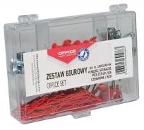 Opakowanie Zestaw biurowy pinezki klipy i spinacze czerwone