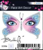 Opakowanie NAKLEJKI DO ZDOBIENIA TWARZY MOTYL 15308