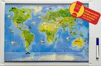 Okładka książki PODKŁADKA NA BIURKO + PISAK DWUSTRONNA MAPA ŚWIATA MŁODEGO ODKRYWCY 