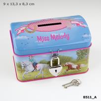 Opakowanie SKARBONKA METALOWA NA KŁÓDKĘ MISS MELODY NIEBIESKA 8511A