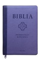 Okładka książki Biblia pierwszego Kościoła z paginatorami fiolet