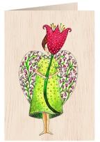 Opakowanie Karnet drewniany C6 + koperta Anioł z kwiatem