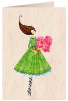 Opakowanie Karnet drewniany C6 + koperta Kobieta z bukietem