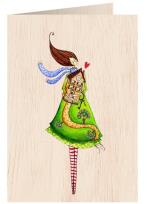 Opakowanie Karnet drewniany C6 + koperta Kobieta z domkiem