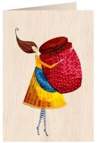 Opakowanie Karnet drewniany C6 + koperta Kobieta ze słoikiem