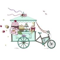 Okładka książki Karnet Swarovski kwadrat CL2403 Rower z babeczkami