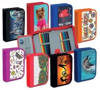 Opakowanie Piórnik szkolny GIMBOO ekonomiczny z wyposażeniem 1 komora, 1 przekładka, mix kolorów