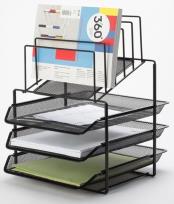 Opakowanie Zestaw na biurko z sorterem dokumentów 3 szufladki metalowy