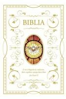 Okładka książki Biblia domowa z białą obwolutą - wizerunek Ducha Świętego