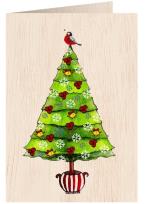 Opakowanie Karnet drewniany C6 + koperta Święta Choinka