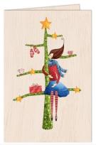 Opakowanie Karnet drewniany C6 + koperta Święta Kobieta na choince