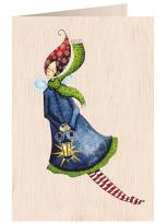 Opakowanie Karnet drewniany C6 + koperta Święta Kobieta z lampionem