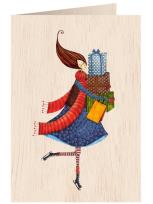 Opakowanie Karnet drewniany C6 + koperta Święta Kobieta z prezentami