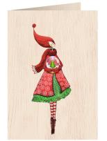 Opakowanie Karnet drewniany C6 + koperta Święta Kobieta ze szklaną kulą