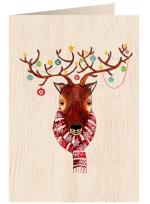 Opakowanie Karnet drewniany C6 + koperta Święta Rudolf