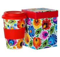 Opakowanie Kubek Bolek w pudełku - termiczny łowicki biały