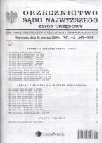 Opakowanie Orzecznictwo Sądu Najwyższego zbiór urzędowy 1-2/2009