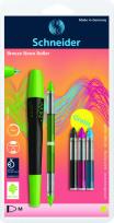 Opakowanie Pióro kulkowe SCHNEIDER Breeze NEON M zielone/czarne + 5 x kartridż blister