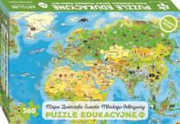 Opakowanie PUZZLE 260 ZWIERZĘTA ŚWIATA MAPA MŁODEGO ODKRYWCY DLA DZIECI