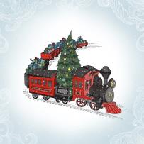 Opakowanie Karnet Swarovski kwadrat CL2304 Święta Pociąg