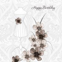 Opakowanie Karnet Swarovski kwadrat Urodziny sukienka