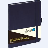 Opakowanie NotatnikA5/80K linia z gumką granatowy GRAND