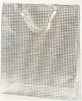 Opakowanie Torebka prezentowa L srebrna krata 0287-02