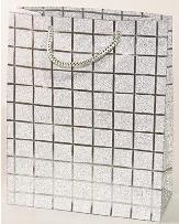 Opakowanie Torebka prezentowa M srebrna krata 0287-01