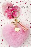 Opakowanie Brelok - pompon serce. Kocham (jasnoróżowe)
