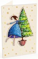 Opakowanie Karnet C6 naklejany + koperta Święta Kobieta i choinka