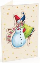 Opakowanie Karnet C6 naklejany + koperta Święta Kobieta z bałwanem