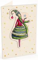 Opakowanie Karnet C6 naklejany + koperta Święta Kobieta ze śnieżynką