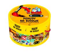 Okładka książki POJAZDY NA BUDOWIE KSIĄŻKA Z PUZZLAMI W PUDEŁKU