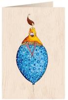 Opakowanie Karnet drewniany C6 + koperta Kobieta na balonie