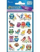 Opakowanie Naklejki papierowe - sowy, ptaki