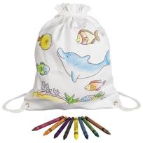 Opakowanie Bawełniany worek do kolorowania z kredkami- Delfin